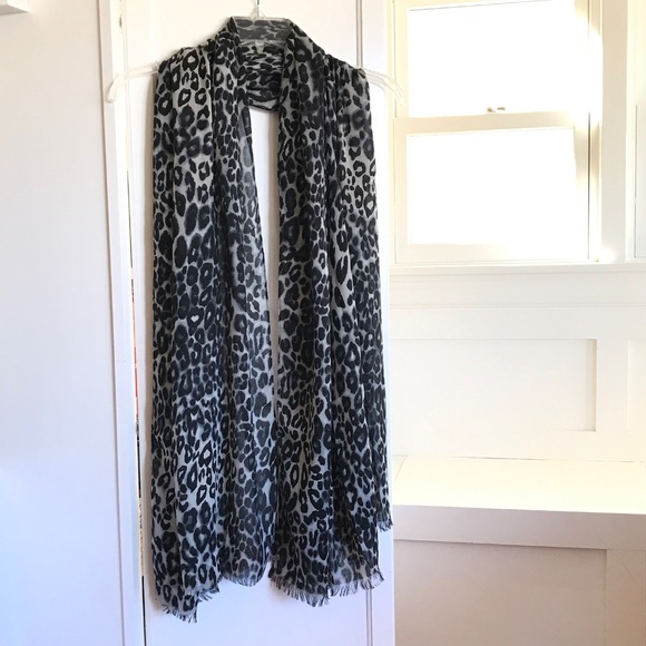 Leopard Print Scarf Wrap Shawl Oversized New Black Gray Woman Within - Picture 13 of 13